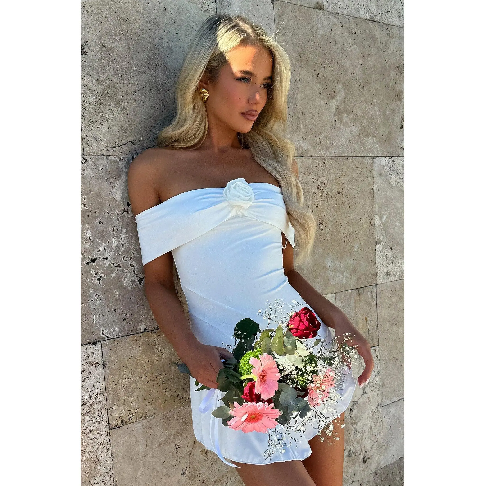 open lace back dress Verona Embroidered Organza Mini Dress in ivory organza