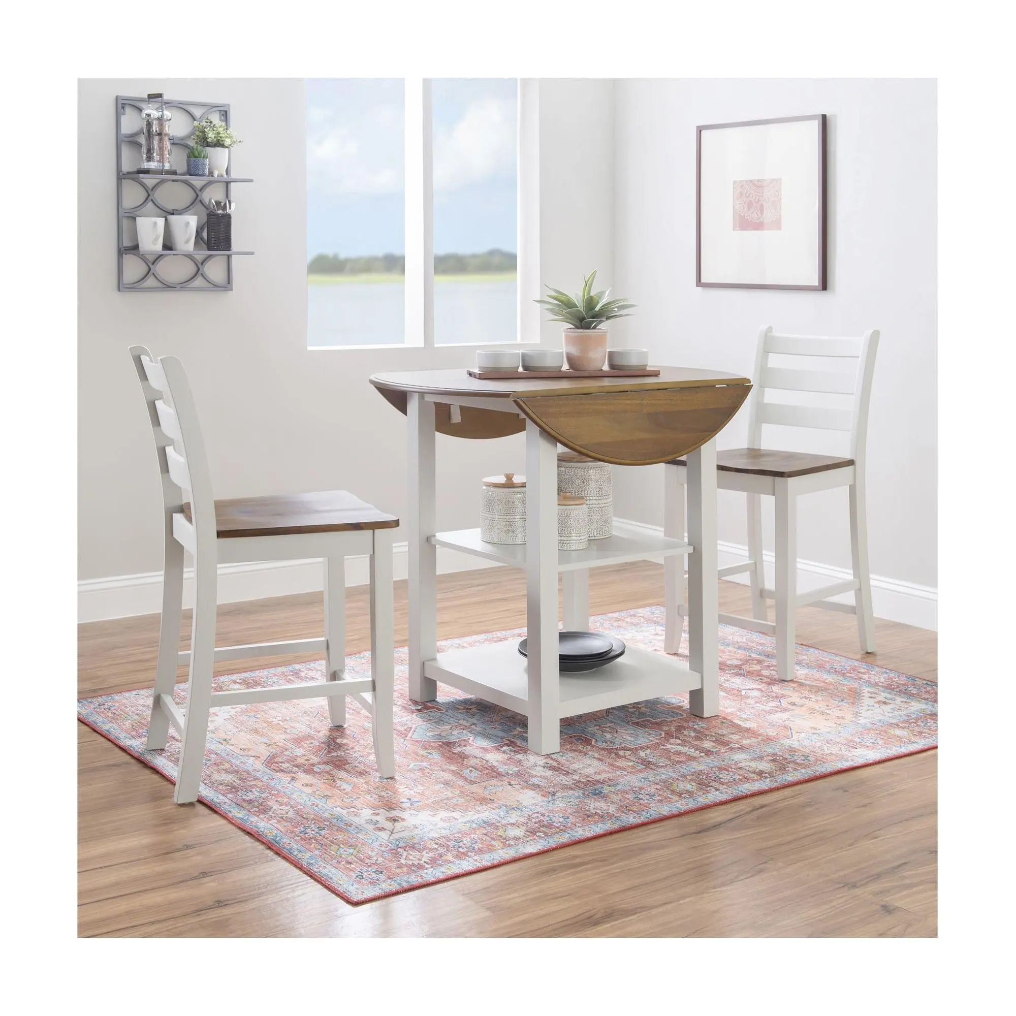 Linon Home Decor Jesson 3pc White Wood Counter Dining Set