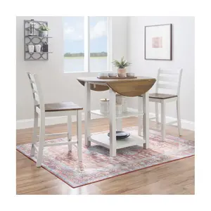 Linon Home Decor Jesson 3pc White Wood Counter Dining Set