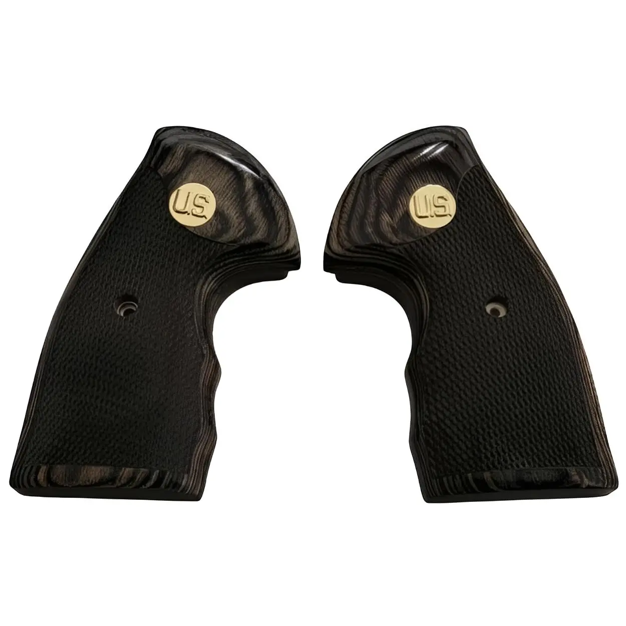 Black Rosewood Grips with a Gold Medallion with Raised U.S. Letters for The Colt Python
