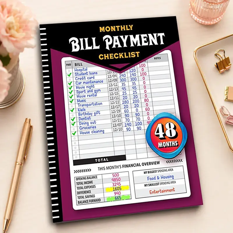 48-Month Budget Planner and Bill Payment Tracker Notebook,Monthly Expense Organizer, Money Management Notebook, Weekly Budget Planning Journal, Financial Goal Planner, Personal Finance Organizer for Home Office School Supplies