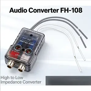 Car Stereo Hight to Low Converter,2-Channel Car Audio Speaker Wire to RCA Line Output Converter for Auto Subwoofer Amplifier CD-Player to Low Adapter