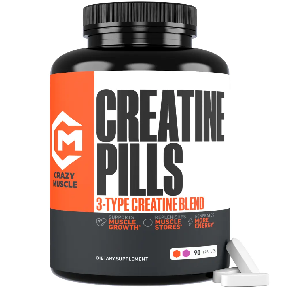 Creatine Monohydrate Pills, Capsules & Powder - 5g per Serving - Premium 3 Type Three-atine Creatine Blend - Made in the USA (30 & 60 Servings)