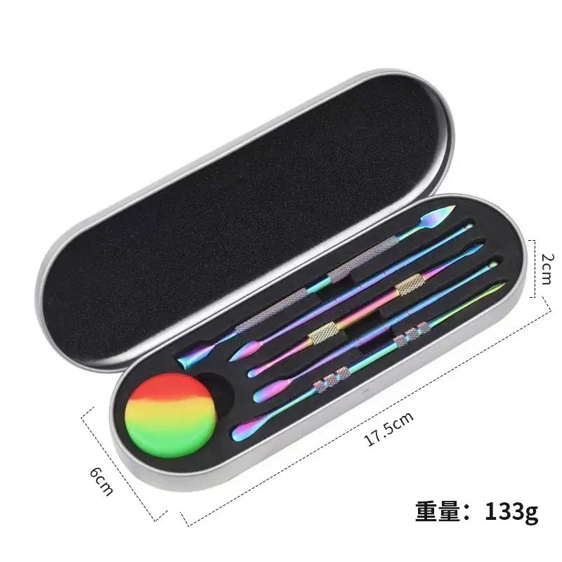 6 Pcs Wax Carving Tool Set with 5 ml SiliconeContainer and Portable Metal Case, Double-Ended Carving Tool Stainless Steel WaxSculpting Tools for Wood, Wax, Clay, Pottery,Rainbow Color