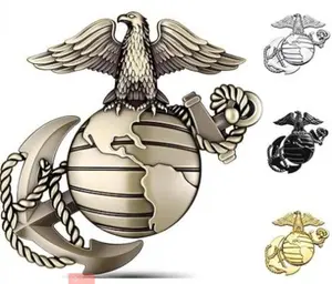 U.S. Marine Corps vehicle emblem - 3D eagle-shaped globe anchor metal sticker, size 3.3 inches × 3.1 inches, rainproof military sticker, suitable for various vehicles and trucks, and an ideal gift for veterans and supporters (bronze color version)