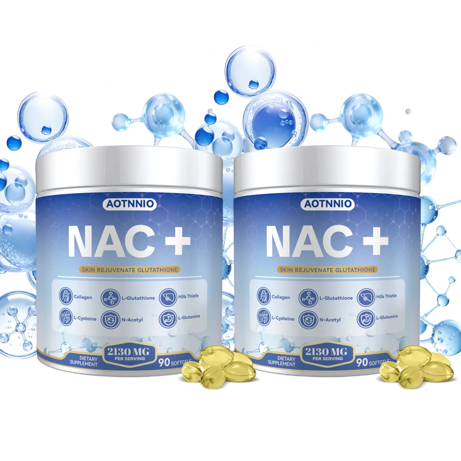 NAC Supplement Capsules with N-Acetyl Cysteine (NAC) Milk Thistle, 1 Month Supply, 90 Capsules Vitamins Healthcare