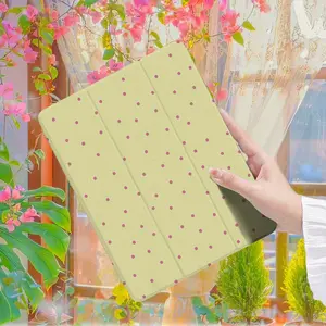Yellow Protective Case for iPad with Built-in Pen Tray for iPad 9.7/10.2/10.9/12.9/Pro 11/10th Gen, Stylus Storage, Polka Dot Design, Smooth Finish