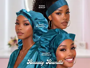 Satin Bonnet Bundle, Long Bonnet & Edge Scarf Set, Pick Any 3, Silk Hair Wrap, Protective Sleep Cap, Black Hair Care Gift