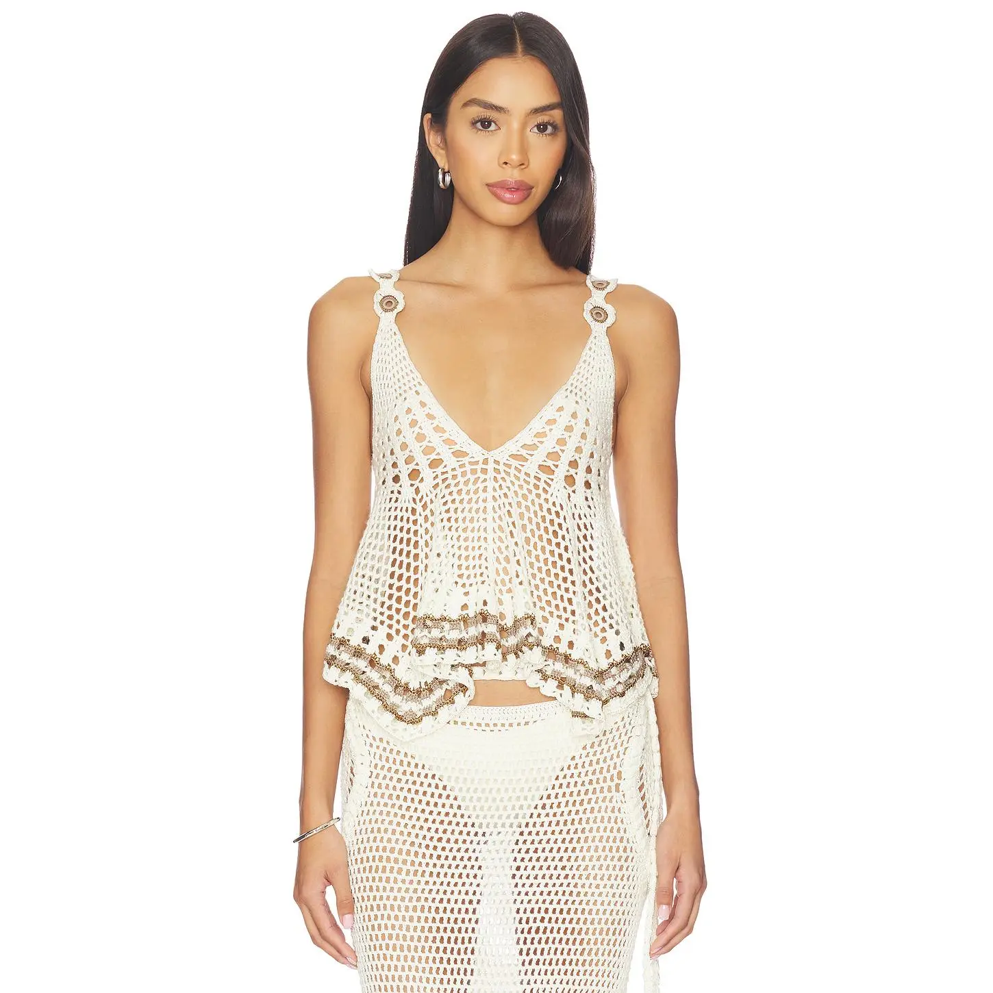 My Beachy Side Tula Hand-crocheted Top in Ivory