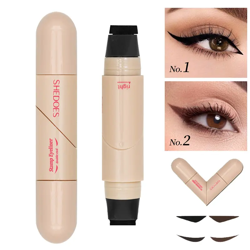 Rotating Eyeliner Stamp & Pen, Foldable Dual-Head Wing Stamp Design, Quick-Dry Smudge-Proof Waterproof Liquid Liner, Long-Lasting Eye Makeup Tool for Easy Cat Eye and Daily Professional Looks