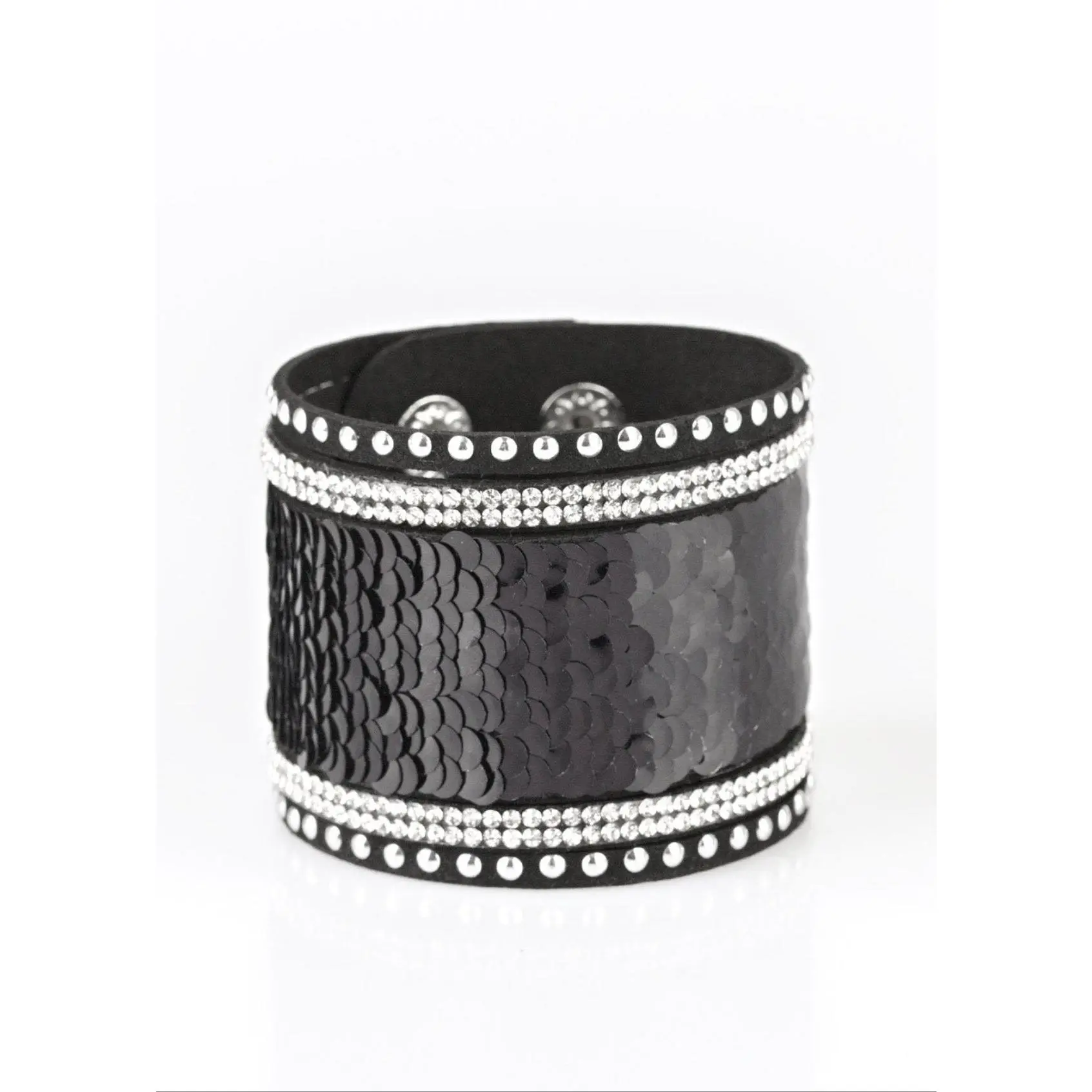 "Flip the Script" Black Sequin Wrap Bracelet