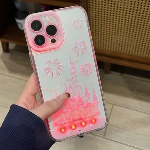 LED Fantasy Castle Fireworks Phone Case, Compatible with iPhone 11/12/13/14/15/16/17 Pro/Pro Max/Plus, Stylish Protective Cover, Unique Design for Daily Use, Protective Casing  #LDSYHFireworks Castle