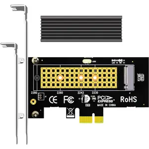 PA09-X1-HS M.2 NVMe to PCIe X1 Adapter with M.2 Heatsink for 2230/2242/2260/2280 M.2 NVMe SSD, PCIe X1 Installation (Black)