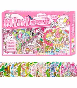 Summer Spring Gift 60 Sheets/Box Miniature Scene Collection Set 3D Sticker Gift Box Stress-Relief Stickers