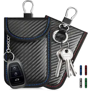 2 Pack Faraday Pouch For Key Fob, RFID Signal Blocking Bag, For Car Key Fob, Protector, Anti-Theft Shielding Case Blocker (Red+blue)