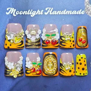 Reusable Nail Art Stickers, Handmade Acrylic Nails, Quick DIY Manicure Solution, Perfect for Trendy Nails at Home, Ideal Gift for Women & Girls