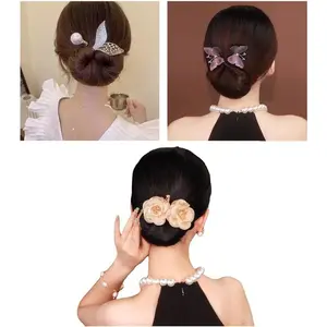Ins Style Elegant Lazy Hair Curler, Crystal Hair Bun Maker, French Twist Hairstyle Bun Hair Accessories