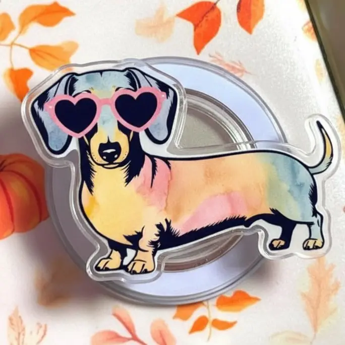 Cute Dachshund with Heart Sunglasses MagSafe Phone Grip – Dog Lover Gift
