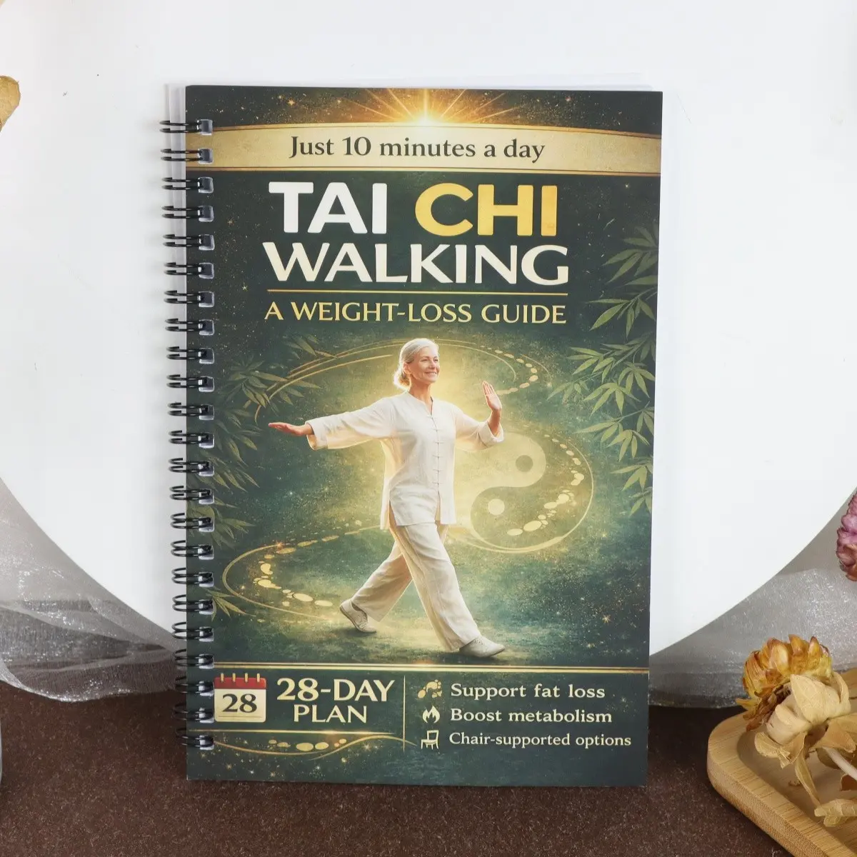 Tai Chi Practice Book, Fitness Guide, 10 Minutes Daily Exercises, Daily Routine, Perfect Gift for Parents, Father's Day and Mother's Day Present