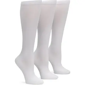 Nurse Mates Women's Compression Socks | 12-14 mm/Hg | Over the Calf | White | One Size