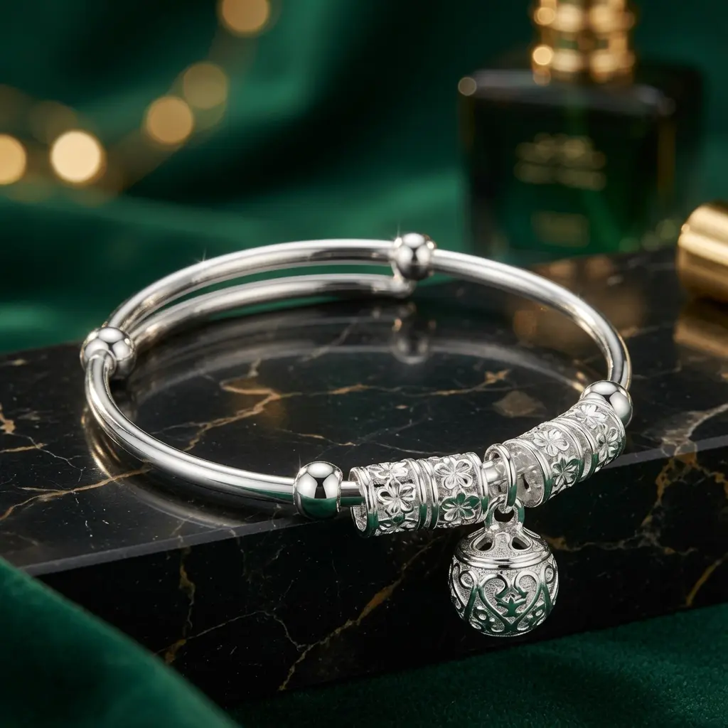 Women's 925 Sterling Silver Exquisite Lace-Adorned Bracelet - Pendant-Accented, 6cm Adjustable, 20cm Length, All-Season Everyday Accessory, Valentine's Day Gift for Sports & Outdoor Enthusiasts, Female Gift