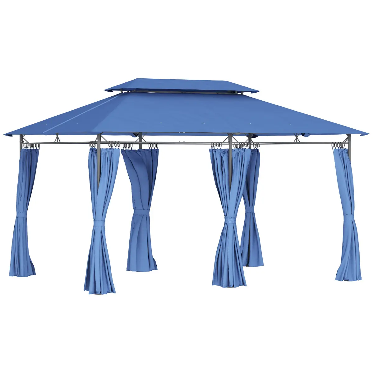 Outsunny 10' x 13' Rectangular Patio Gazebo, Sturdy Metal Frame Double Roof Outdoor Structure with Sun Protection Curtains, 52.36 lbs, Ideal for Garden, Backyard Use, Dark Blue (Assembly Assistance Recommended)
