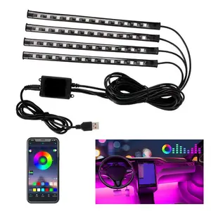 Car LED Lights Set, Smart Interior Lighting with APP Control, USB RGB Colorful Ambiance, Decorative LED Strip for Suv Car Footwell, Led Car Ambient Light