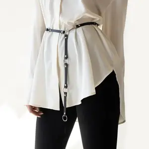 Warandod Gothic Subculture Waist Harness Punk PU Leather Body Chain for Music Festival Rave Cosplay Accessories Versatile Piece. Goth Alt Style Waist Belt with Metal Rings. One Size Fashion Accs.