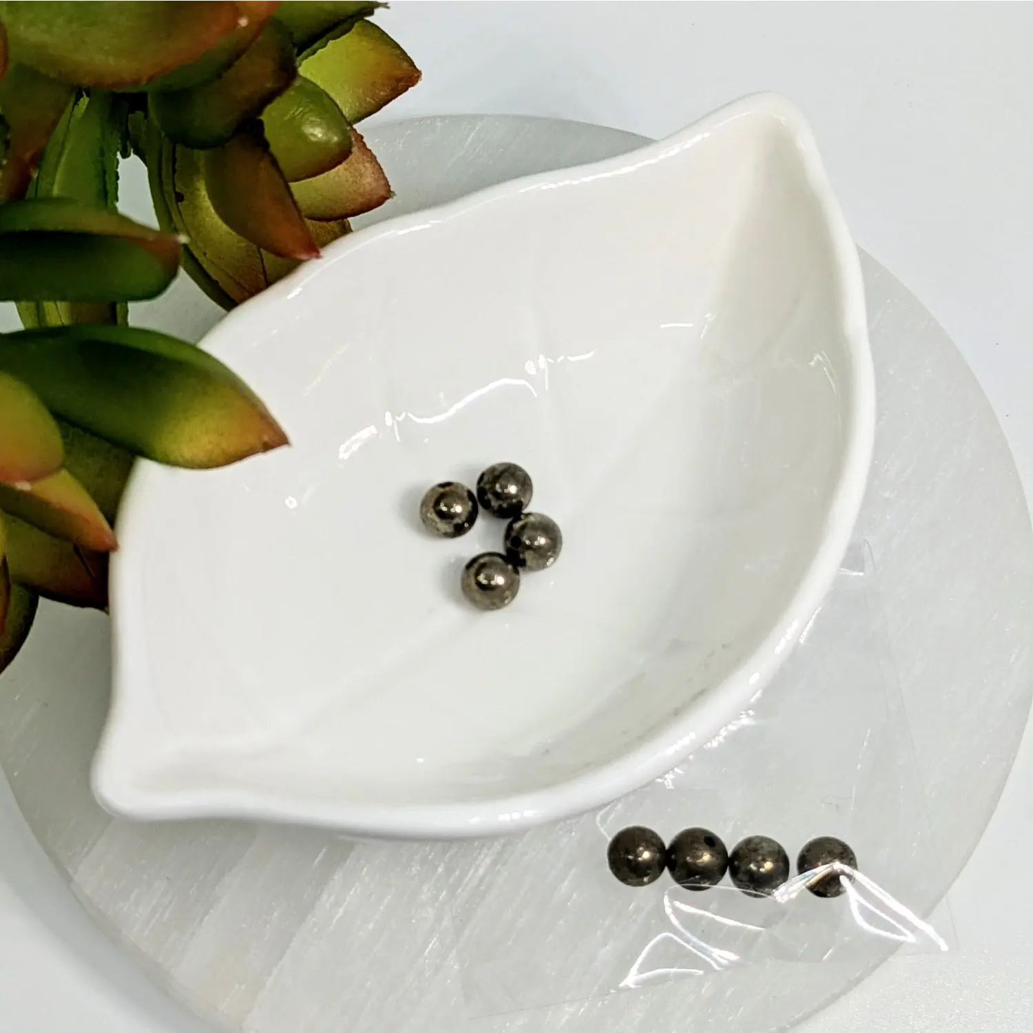 Pyrite 6mm Round Beads (4) #LV7112