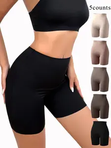 Women's Solid High Waisted Shapewear Shorts, Basic Minimalist Tummy Control Butt Lift Seamless Shaper, Comfy Breathable Shapewear Bottoms for Women, Clothing