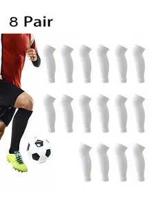 8 Pairs Elastic Compression Soccer Sock Sleeves Men Women Solid Color Anti-Friction Shin Guard Sock Sleeves Sports Breathable Calf Sock Sleeves Football Accessories