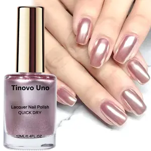 Tinovo Uno Rose Gold Metallic Nail Polish, Quick Dry Formula Nail Art Polish, Salon-Style Manicure Nail Art for Women & Girls, Nail Care Nail Polish