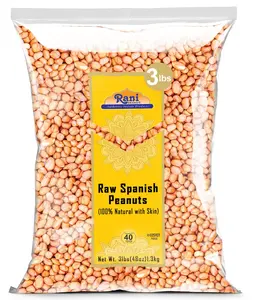 Rani Raw Spanish Peanuts 100% Natural with Skin (uncooked, unsalted) 48oz (3lbs) 1.36kg Bulk ~ Vegan | Gluten Friendly | Fresh Product of USA | Kosher | Red-brown Skin