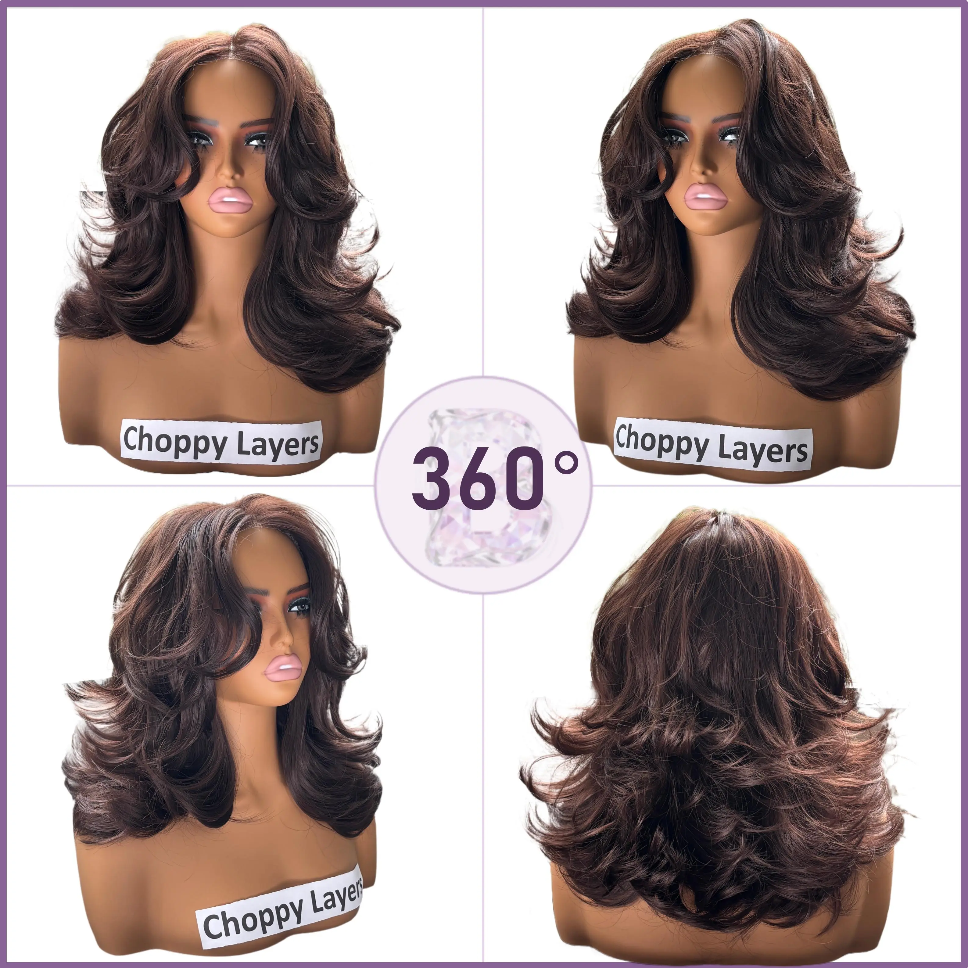 18 Inch Layered HD Lace Front Wig Butterfly Cut Synthetic Heat Resistant Choppy Layers] Beginher Hair 18 inches Heat Resistance 200  main image 4
