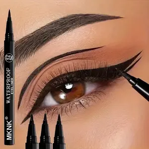 2-piece MKNK ultra-thin long-lasting black liquid eyeliner, fast-drying, waterproof and sweat-resistant, smudge-proof - suitable for beginners, ultra-fine tip, long-lasting makeup effect, perfect for holidays and gifts