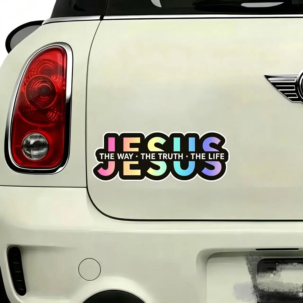 2Pcs Christian Car Decal Sticker, Jesus The Way The Truth The Life Vinyl Bumper Stickers, Waterproof Decor for Car, Truck, Windows, Laptops, Luggage