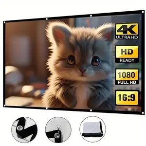 Metal HD Foldable Portable Durable Projector Screen, 60"-150" Projection Curtain for Outdoor, Home Theater Use