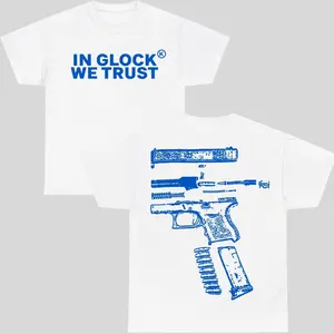 [Sale up to 62%] In Glock We Trust Blue Unisex T-Shirt, Bold & Stylish Tee, Summer Casual Classic Cotton, Trendy Shirt for Gun Enthusiasts Menswear Top