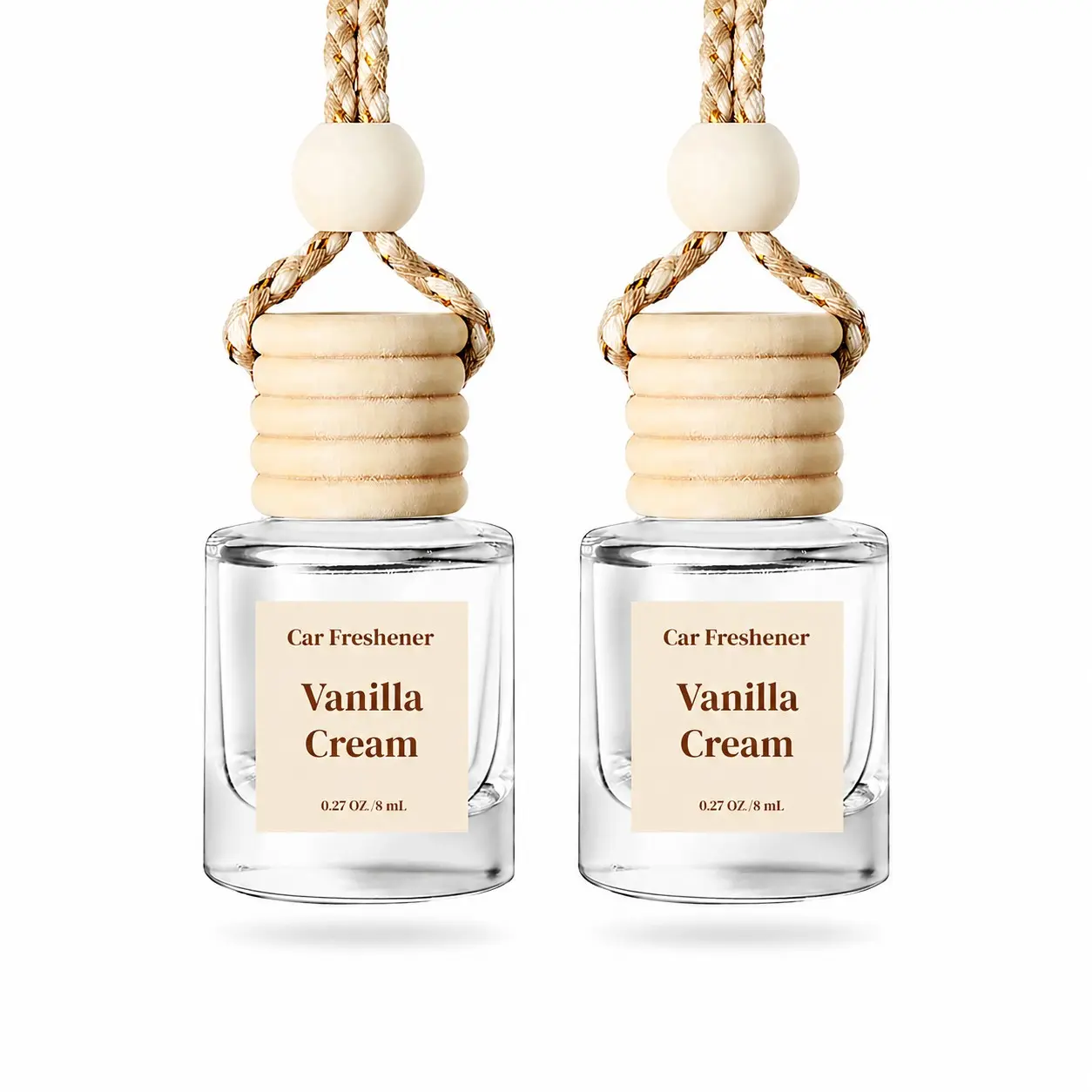 Car Air Freshener Diffuser 2 Pack, Hanging Amber Vanilla Scent, Long-Lasting Fragrance for Cars, Ideal for Women, Enhances Vehicle Aroma, Dual Car Diffuser