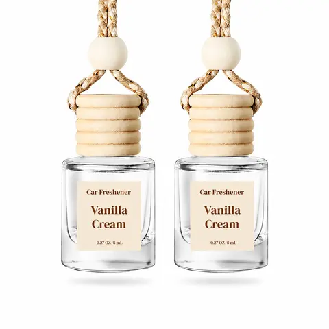 Car Air Freshener Diffuser 2 Pack, Hanging Amber Vanilla Scent, Long-Lasting Fragrance for Cars, Ideal for Women, Enhances Vehicle Aroma, Dual Car Diffuser