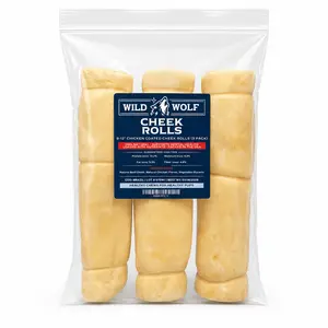 <GOLDEN TICKET> 9-12” Chicken-Coated Collagen Cheek Rolls (3 Pack) 100% Natural and Extra-Thick - Single-ingredient - Long-lasting for Big Dogs and Aggressive  Chewers
