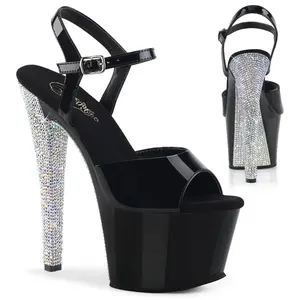 Pleaser Sky-309CHRS Womens Sandals in Black/Silver