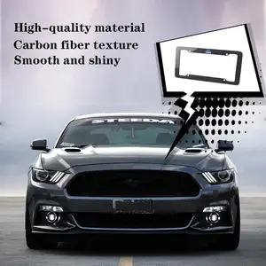 carbon fiber texture plastic license plate frame fiber black aluminum alloy metal license plate holder Fancy license plate For Ford Automotive Car Accessories