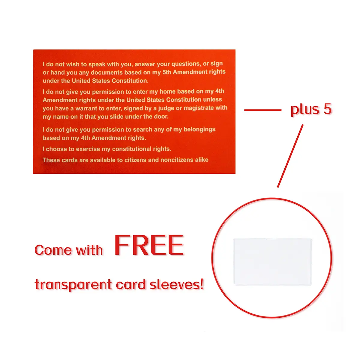 Know Your Rights Cards (5 pcs) - U.S. Citizenship Rights - 5th Amendment Guide - For Residents & Non-Citizens