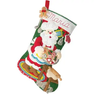 Bucilla Felt Applique 18" Stocking Making Kit, Gingerbread Santa, 89312E