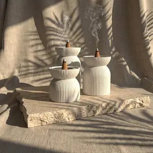 Modern Tiered Stone Mabkhara (Set of 3) – Minimalist Incense Burners