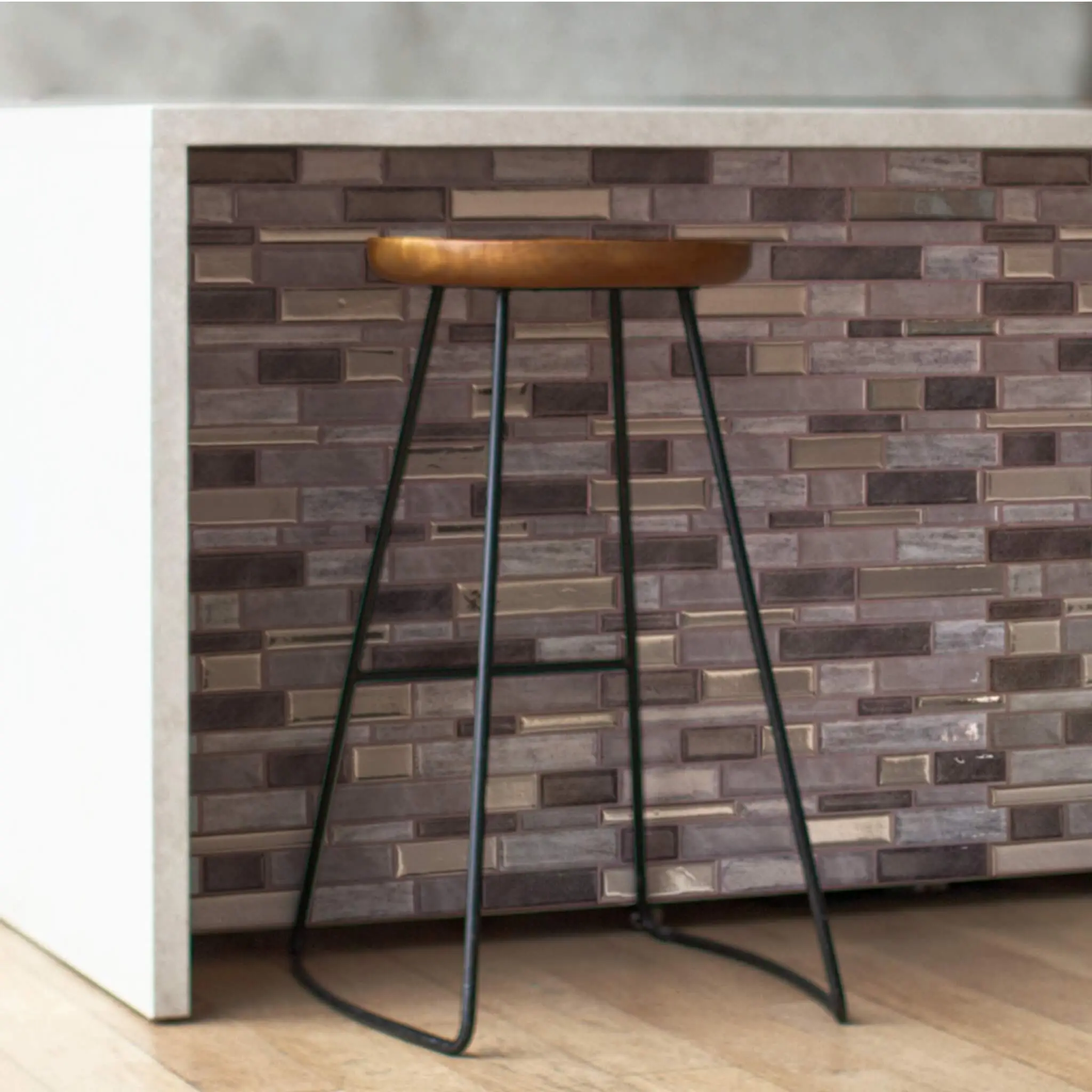 Peel and Stick Backsplash Wallpaper Tile 10.5x10.5" Earth Grey Mosaic 4 Pack for Removable Wall Decor DIY Upgrade