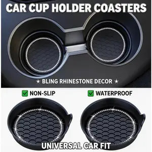 Luxury Bling Car Cup Holders  2PCS Non-Slip Crystal Coasters | Universal Fit, Glam Interior Upgrade