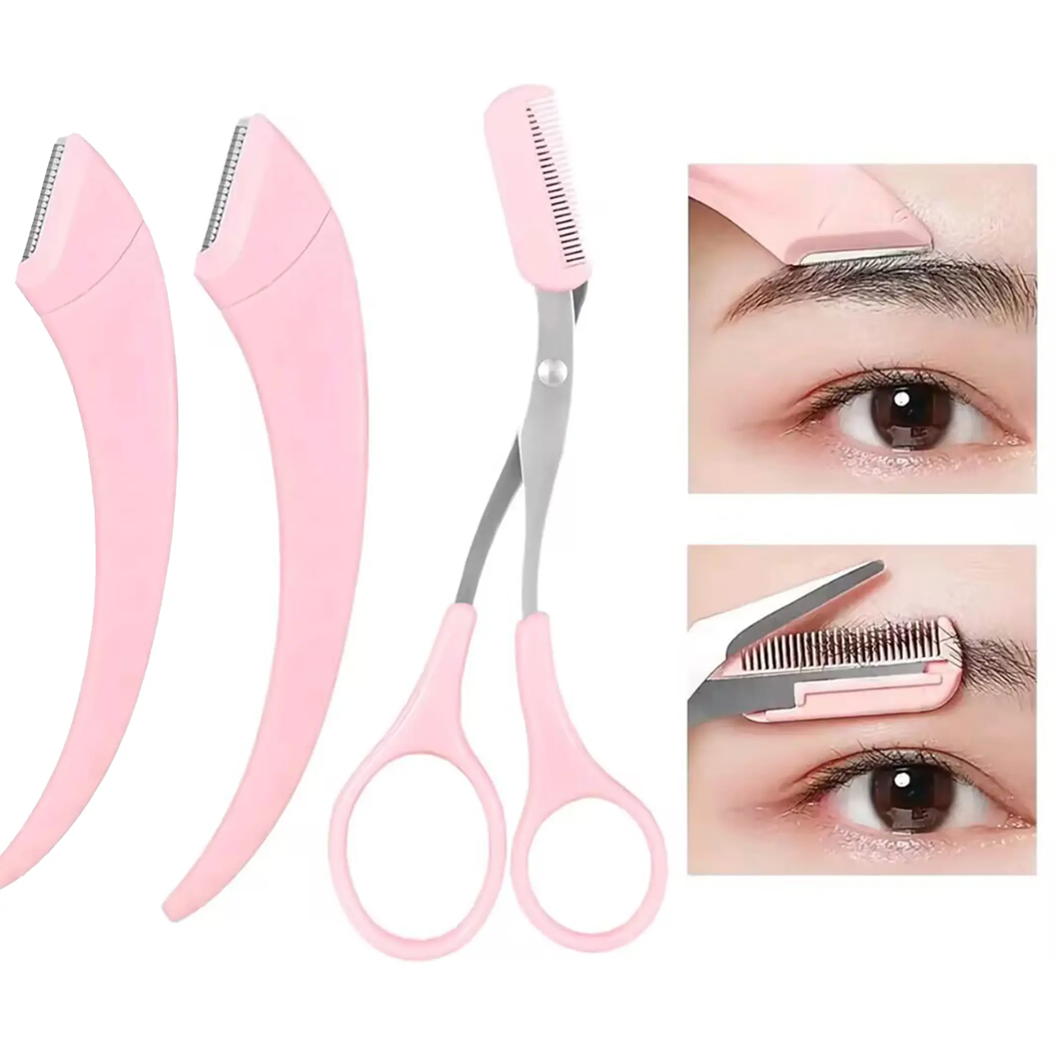 Eyebrow Scissors with Integrated Comb, 2-in-1 Stainless Steel Precision Trimmer, Easy to Use Grooming Tool for Shaping & Daily Care