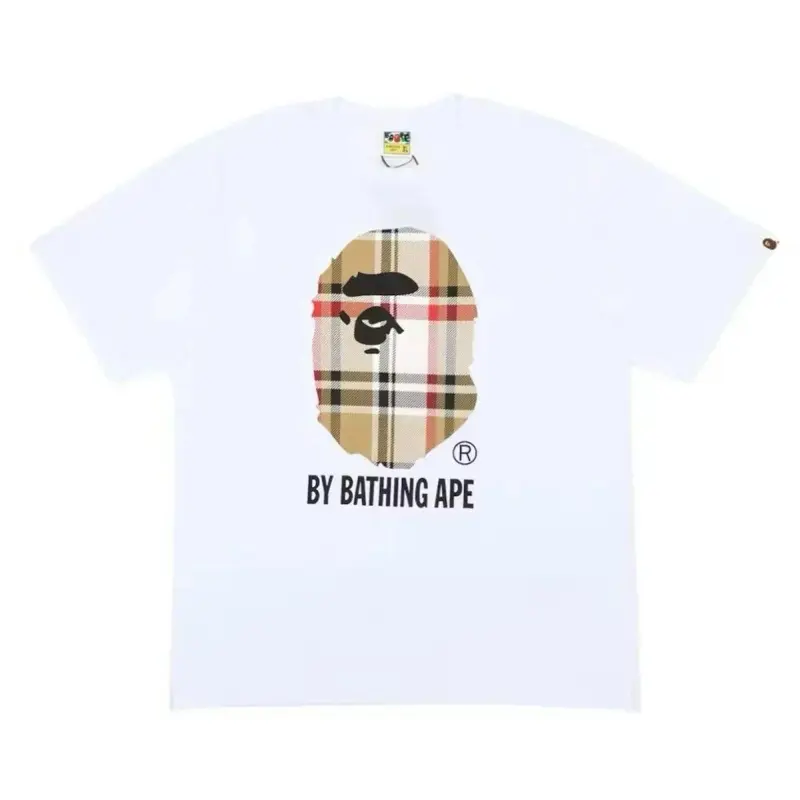 BAPE abc Check Tee / White (Size down one size, runs small)